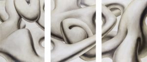 from the series of abstract sculptures. fragments "Movement of forms" triptych 84x60 paper, oil