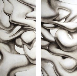 from the series Abstract Sculptures. fragments diptych 86x61 paper, oil